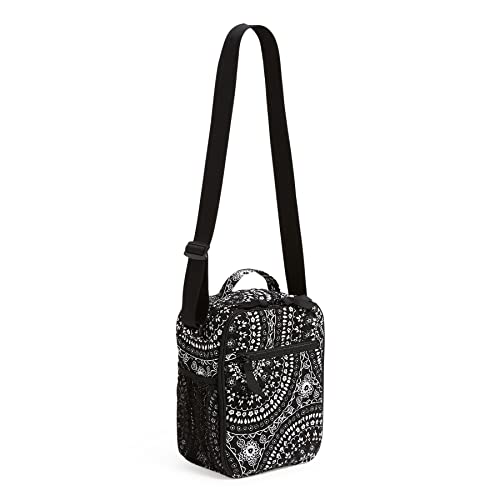 Vera Bradley Deluxe Lunch Bag for Women, Black Bandana Medallion