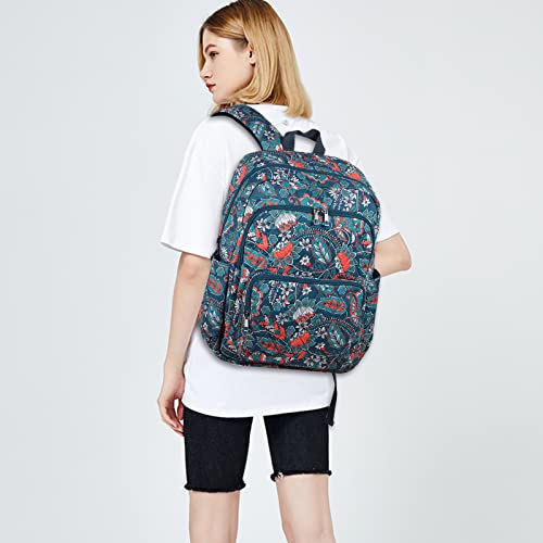 Women's Quilted Backpack for Travel and College - Gray & Orange
